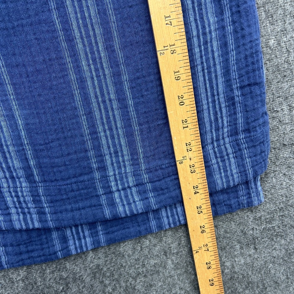 LL Bean Cloud Gauze Split Neck Top Shirt Lightweight Cotton Womens M Blue Stripe - Picture 5 of 7